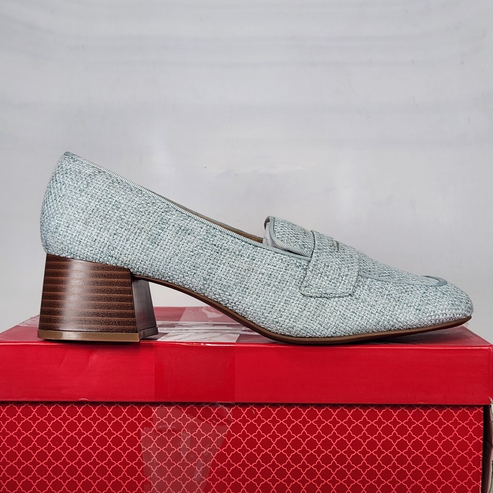 Kelly & Katie Loafer Women Size 10 Denim Multi Woven Block Heel Penny Loafers